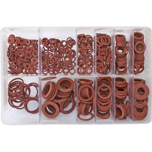 Assorted Box of  Fibre Washers METRIC (600) - Red Fiber Board Seals Plumbing Heating Seal Tap Boiler 