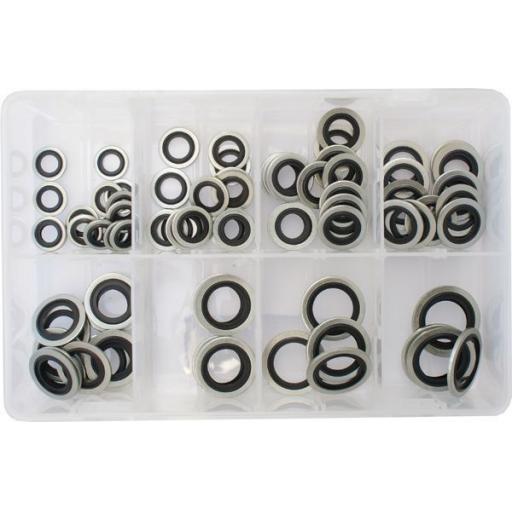 Assorted Box of Bonded Seal Washers (Dowty Washers) Metric Sealing Washer Hydraulic Oil Petrol Sealing Washers