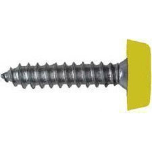 Number Plate Screws Moulded Head 1" (yellow)- Car Auto Vehicle Reg Registration No. Plate Fixing Fitting Kit Screws And Caps