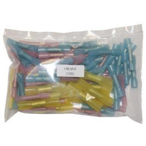 Assorted Heat Shrink Butt Connectors (100 ) - Car Auto Wiring Electrical Female Terminals - Auto Cable Wire