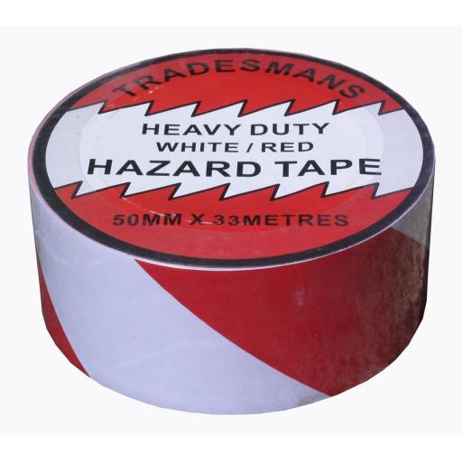 Adhesive Hazard Tape - Red/White  - Self Adhesive Roll Marking Barrier Safety Danger Caution Warehouse Store Security